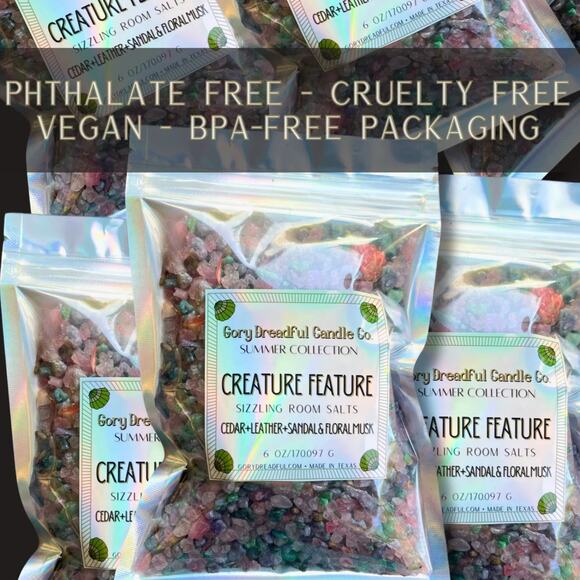 Creature Feature Sizzling Room Salt: Cedar Leather Sandal Floral Musk Scent - Picture 8 of 11